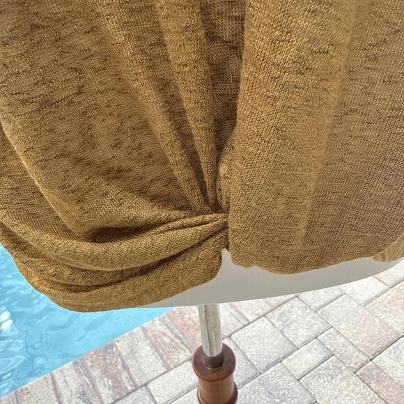 NWT Caslon M Bronze  Rust Brown Short Sleeve Tie Twist Waist Top T Shirt V Neck - Picture 2 of 7